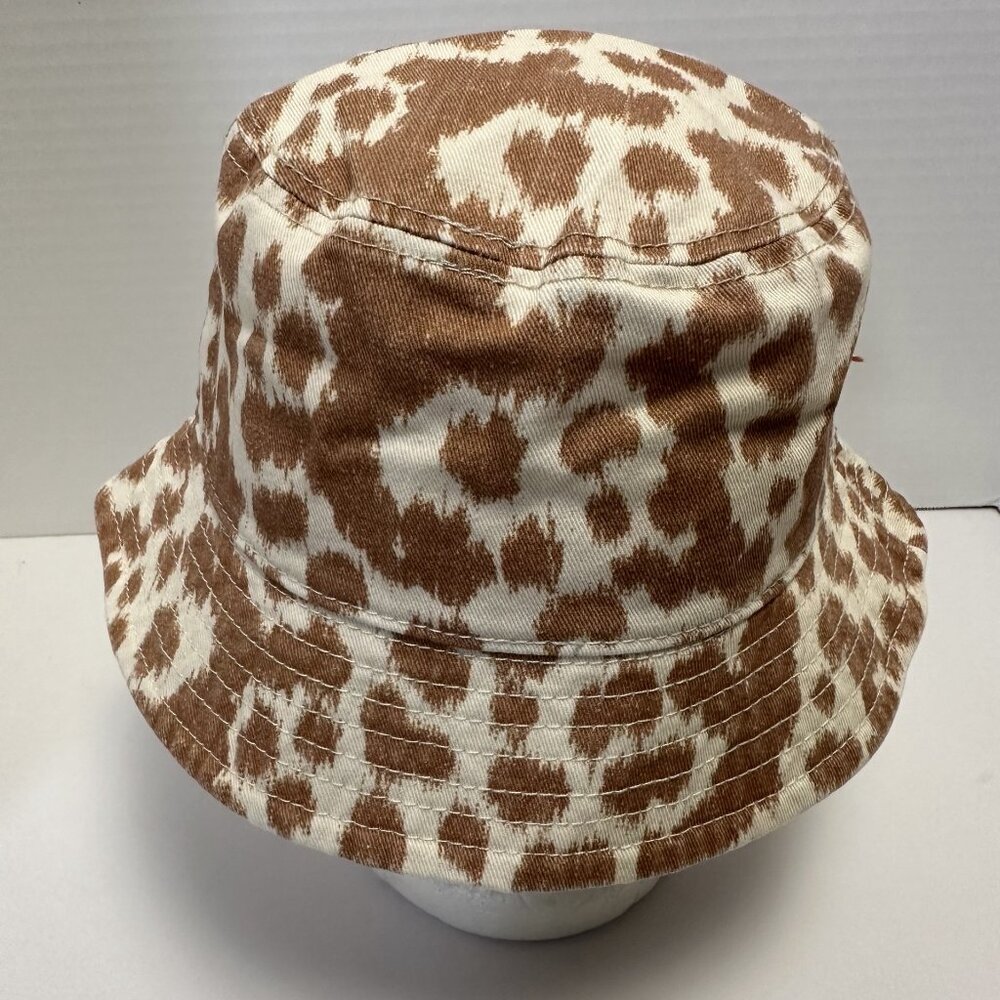 Aerie Animal Print Women's Bucket Hat One Size Tan and Ivory Beach Casual - Picture 3 of 7